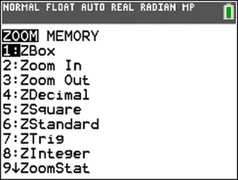 TI-84 Plus CE Zoom Menu